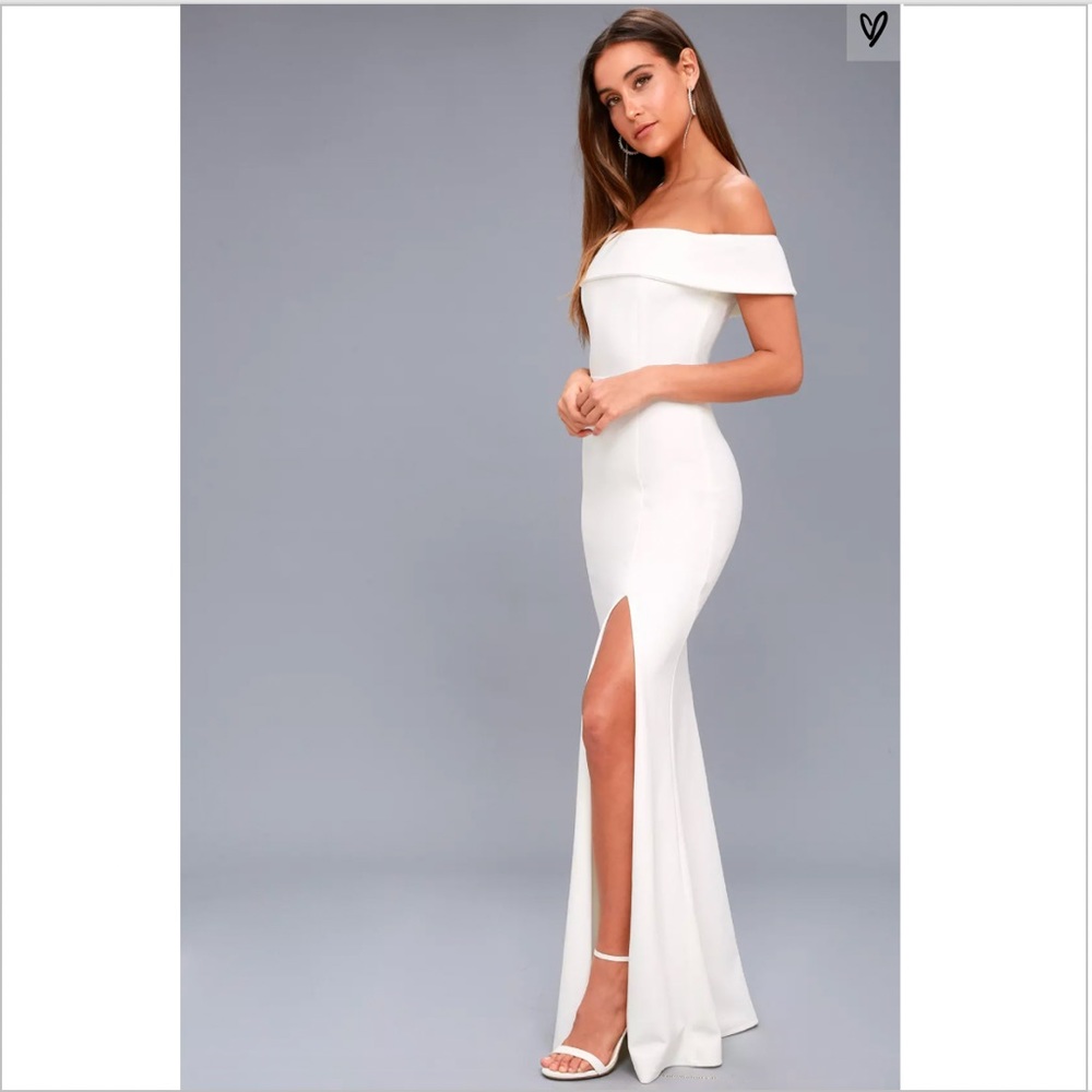Lulus Aveline White Off Shoulder Dress